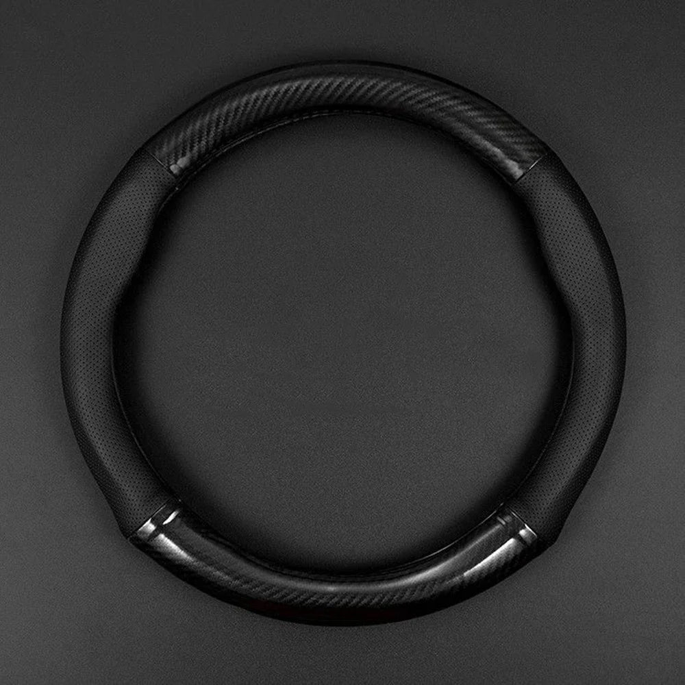 Universal Car Steering Wheel Cover Carbon Fiber Leather Three-dimensional Anti Slip, Timple And Fashionable Car Accessories Beauty World Shop