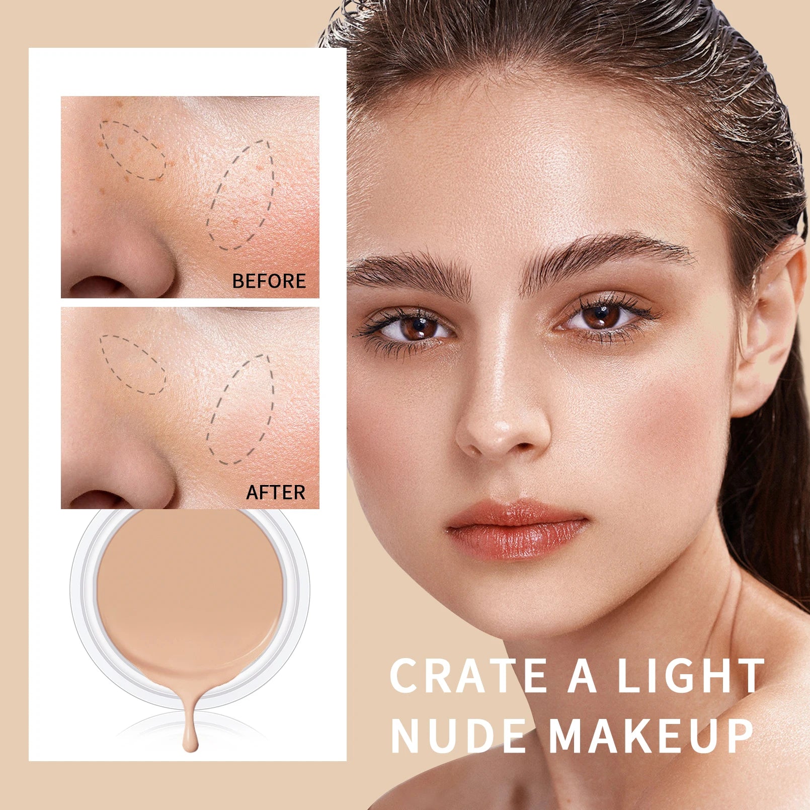 QIC Waterproof & Sweatproof Concealer Cream - Tattoo coverage, Long-Lasting Foundation, Natural,Full coverage, All Skin Types Beauty World Shop