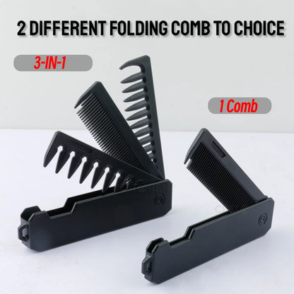 Professional 3 in 1 Pocket Folding Combs Wide Tooth Oil Head Comb Beard Combing Barber Hair Clipper Comb Salon Hair Styling Tool Beauty World Shop