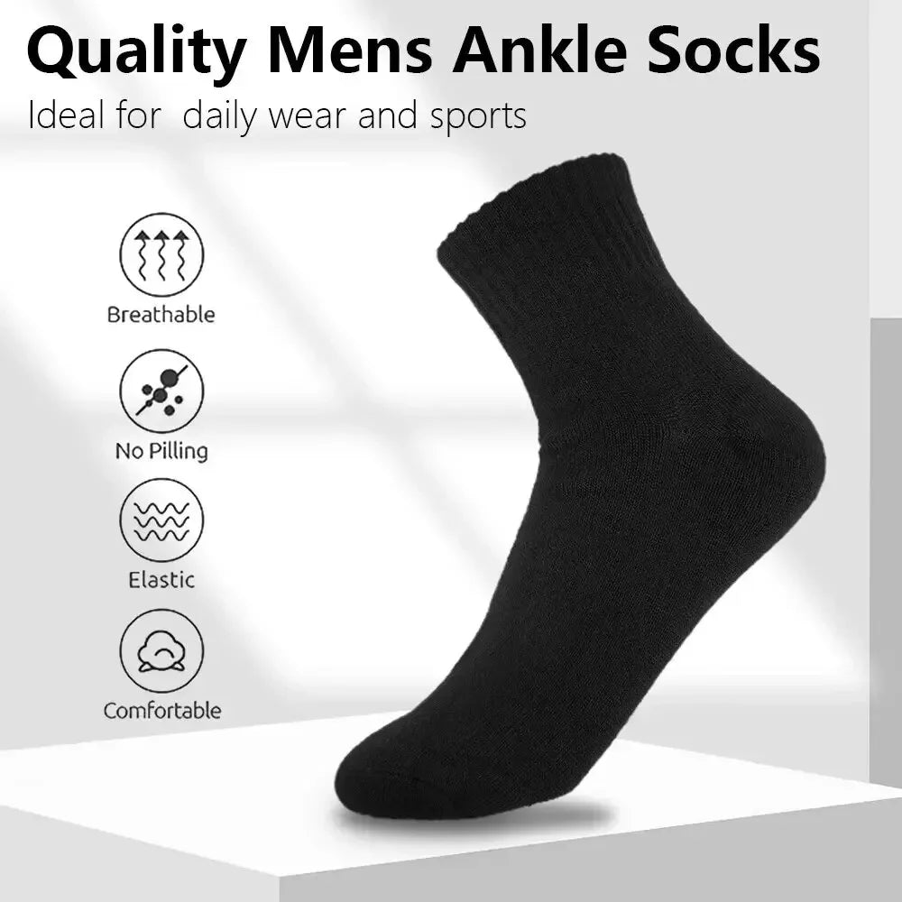 Men's Mid-Calf Cotton Socks 10/5/3 Pairs | Soft Breathable All-Season Crew Socks Solid Color for Daily Work, Sports &Casual Wear Beauty World Shop