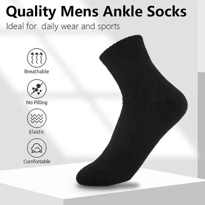 Men's Mid-Calf Cotton Socks 10/5/3 Pairs | Soft Breathable All-Season Crew Socks Solid Color for Daily Work, Sports &Casual Wear Beauty World Shop
