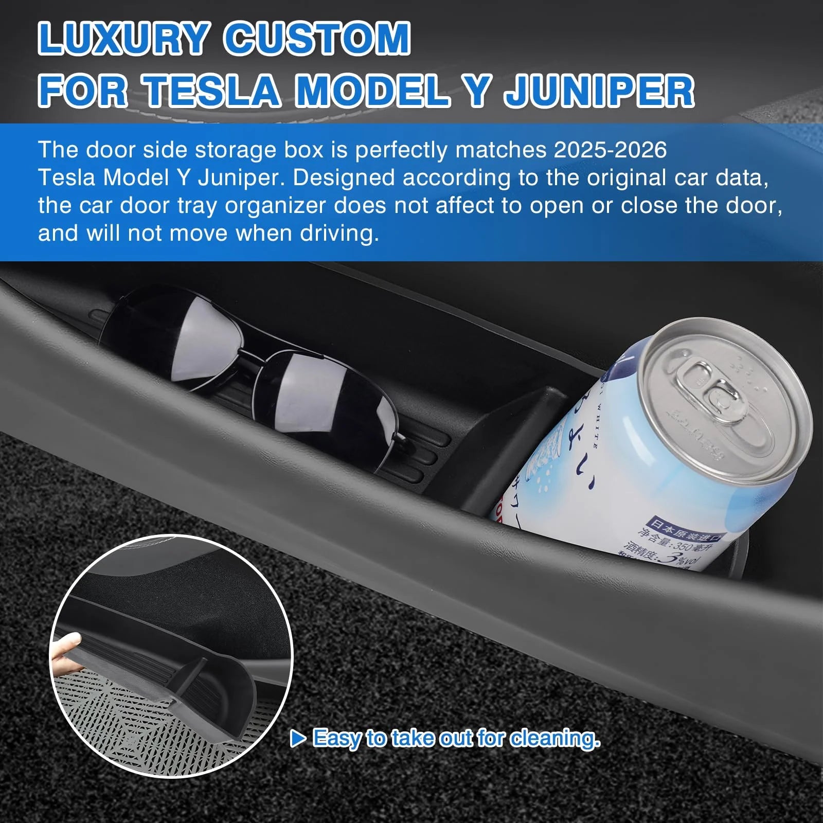 Car Door Side Storage Box for 2025 2026 Model 3 Y Juniper Door Organizer Tray Accessories Slot Pockets Insert Protector Mats Pad Beauty World Shop