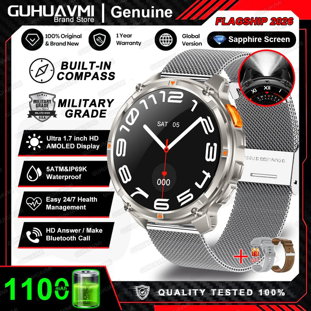 2026 New T-Rex3 Pro 1100mAh Battery Smart Watch GPS path 5ATM Waterproof Sports Run tracker Outdoors Compass Military Smartwatch Beauty World Shop