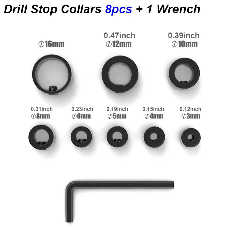 Drill Stoper Collar Set Stop Bit Ring Shaft Limit Metric Lock Steel Press Depth Ajustable Positioner Hole Guide Woodwork Tool Beauty World Shop