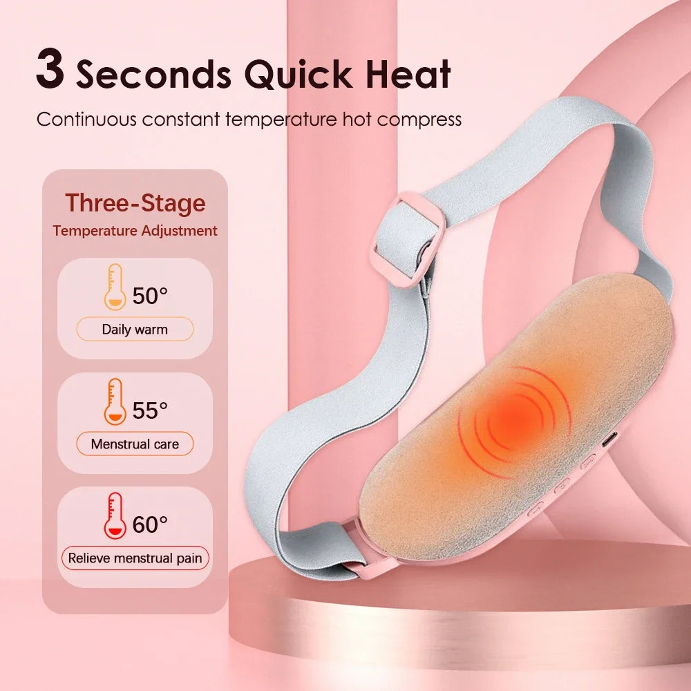Electric Waist Massage Period Cramp Massager Vibrating Heating Belt for Menstrual Waist Stomach Abdominal Warm Palace Belt Beauty World Shop