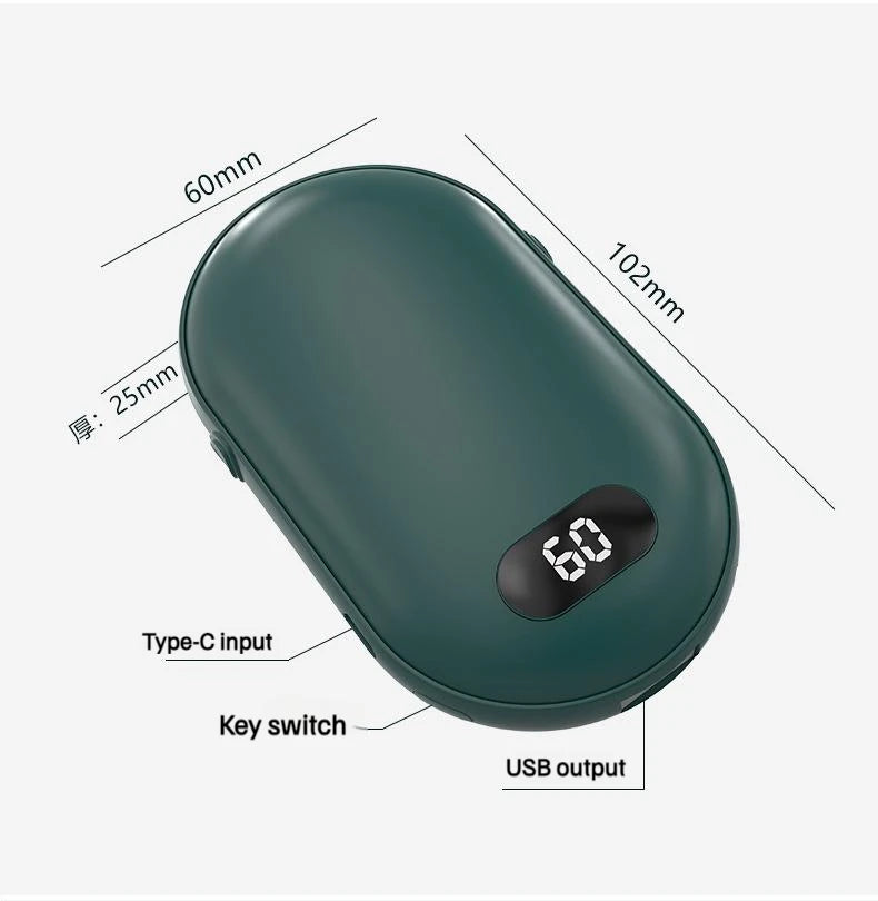 USB Rechargeable Hand Warmer Power Bank 2-in-1 Mini Electric Heater High-Capacity Pocket Warmer Winter Gift for Cold Weather Beauty World Shop