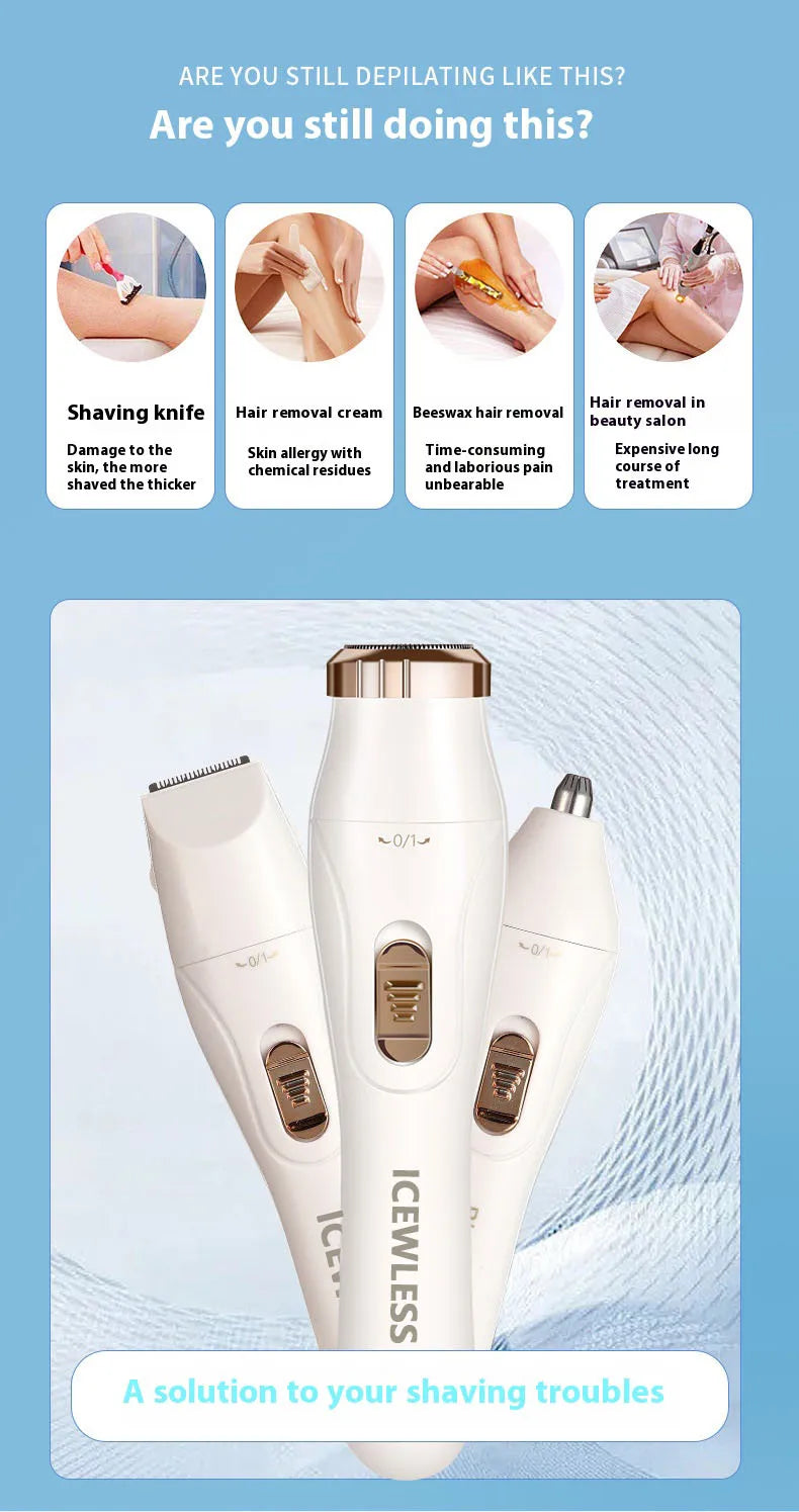 Women Electric Shaver Waterproof Painless Hair Trimmer for Bikini Body Legs Face Underarms Hair Removal Cordless Beauty World Shop