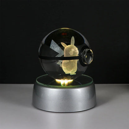 Pokemon Crystal Ball Pikachu Gengar Eevee Mewtwo Lacario Anime Game Pokeball Led Night Light Base Kids Birthday Gift Home Decor Beauty World Shop