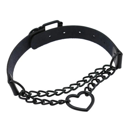 Vintage Black chain jazz dance necklace punk rock choker PU leather goth rivets collar party club Gothic jewelry Harajuku Beauty World Shop