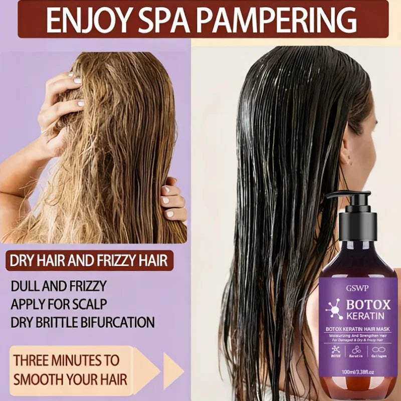 GSWP Botox Keratin Hair Mask, moisturizes and strengthens damaged hair, reduces frizz, split ends and tangles.100ml/200ml Beauty World Shop