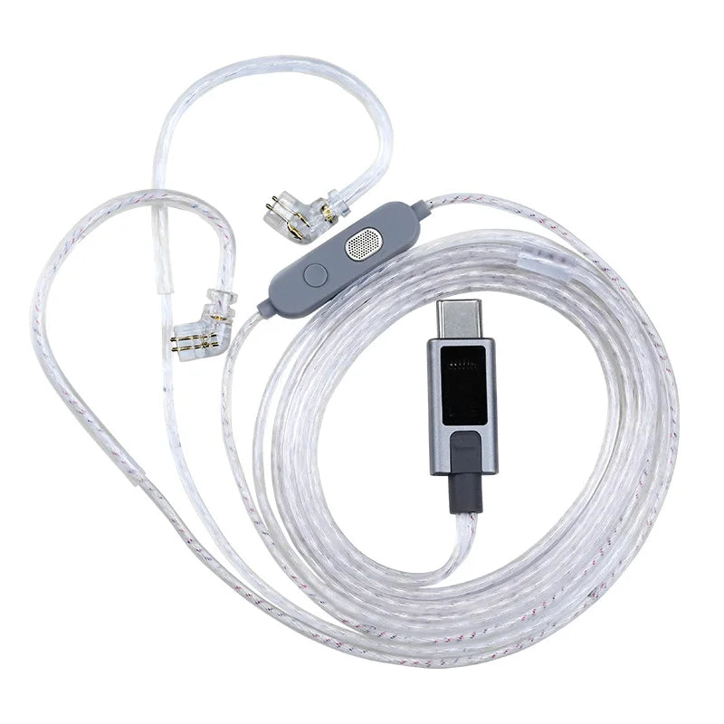  KZ M2 Dual Silver-Plated Upgrade Cable , High-definition With Dual Mic USB Type-C Earphone Upgrade Cable