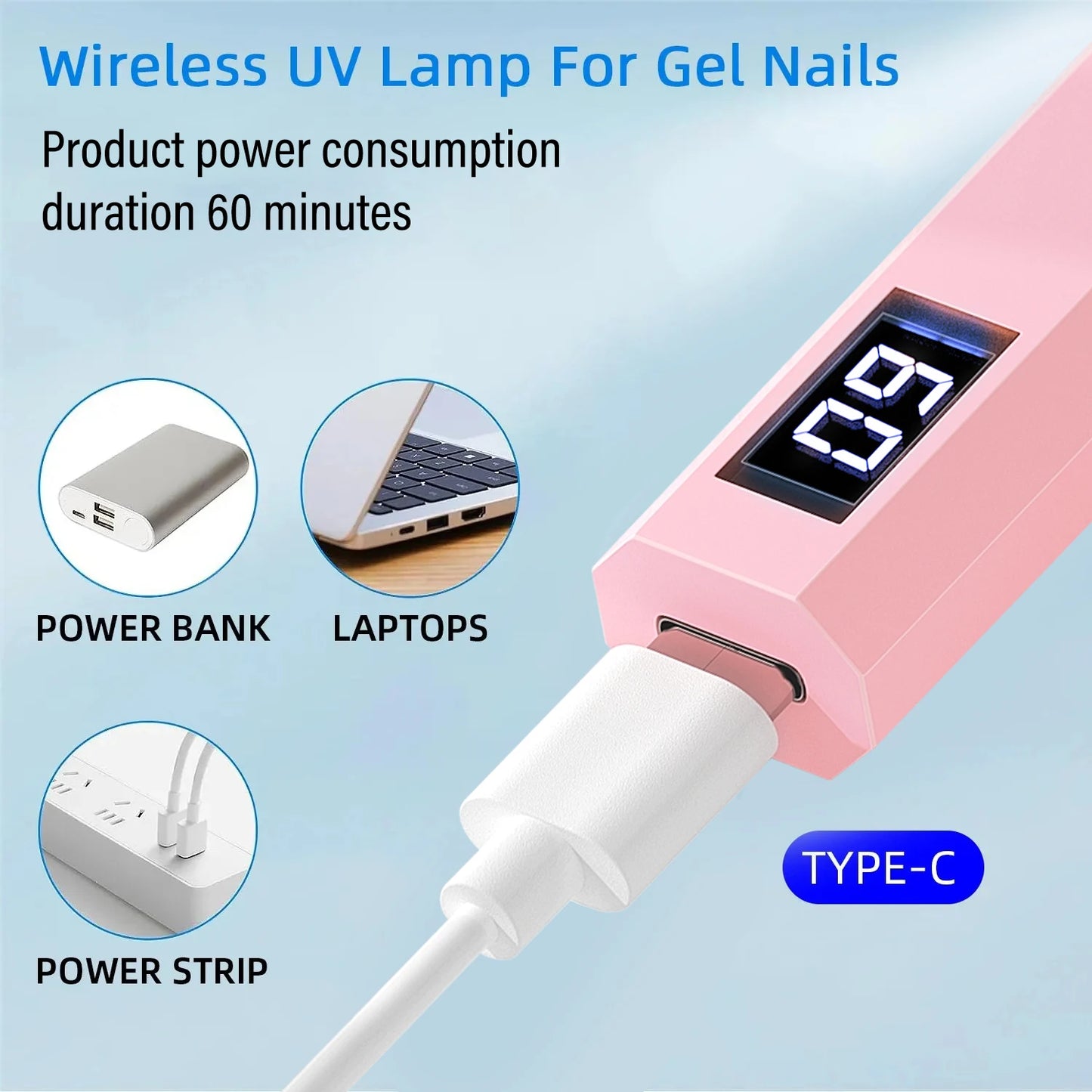 YIKOOLIN Convenient Handheld Nail Dryer Lamp UV/LED Nail Curing All Gel Polish Nail Art Tool Nail Art Convenient Nail Lamp Beauty World Shop