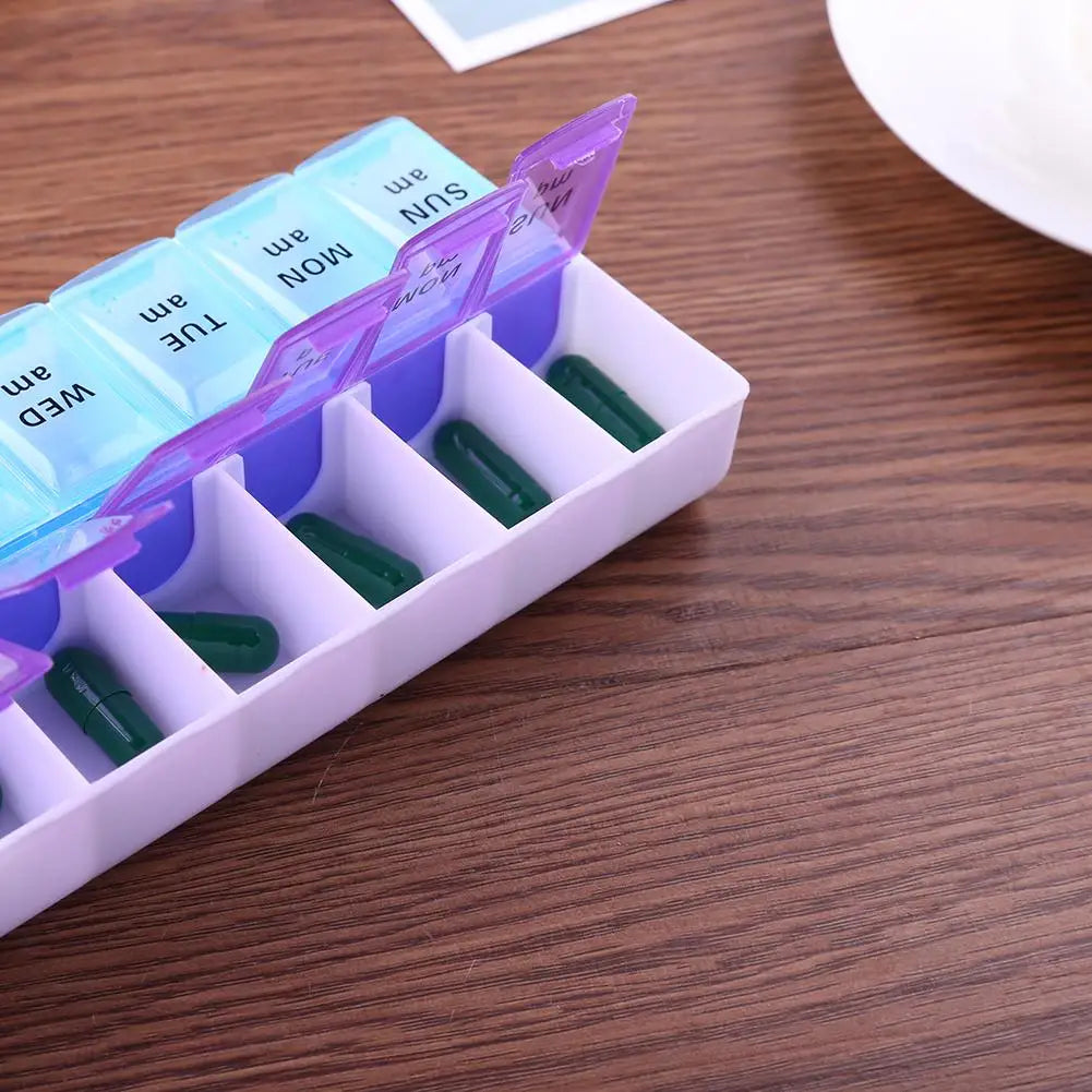 JUSTLANG Weekly 14 Grids 7 Days Pill Box Portable Travel  Cases Organizer Pill Container Storage Tablets Vitamin Medicine Beauty World Shop