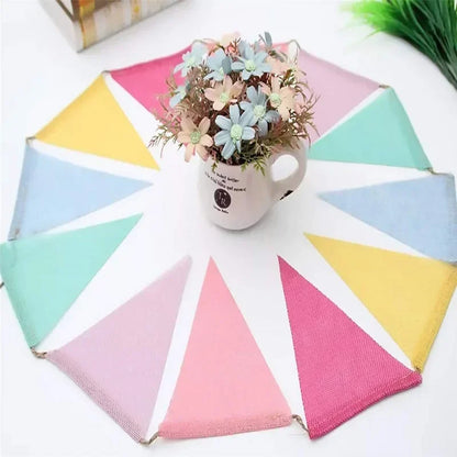 Colourful Jute Linen Pennant Flags Festival Bunting Banners Party Hanging Wedding Hanging Banner Party Garland for Home Decor Beauty World Shop