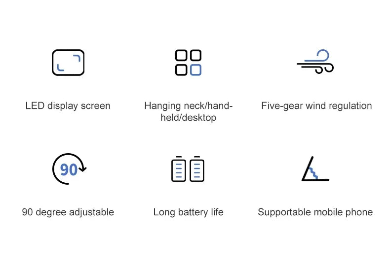 Handheld Mini Fan Foldable Portable Neck Hanging Fans 5 Speed USB Rechargeable Fan with Phone Stand and Display Screen 1800mAh Beauty World Shop