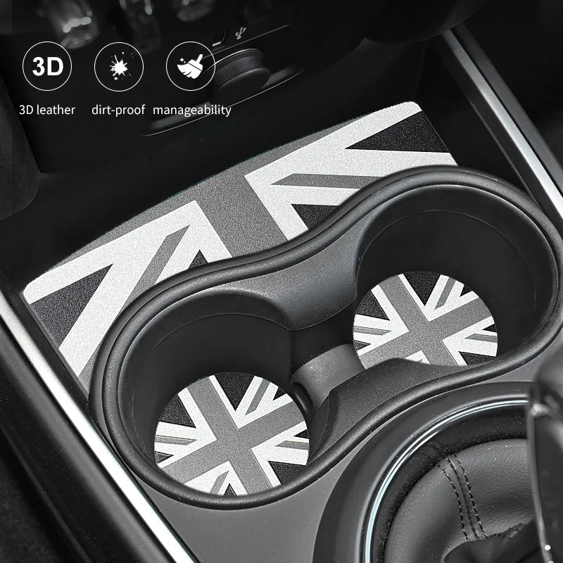Union Jack Coffee Cushion Storage Groove Protect Coaster Car Cup Anti Slip Pad Mat For MINI Cooper F55 F56 F54 F60 Accessories Beauty World Shop