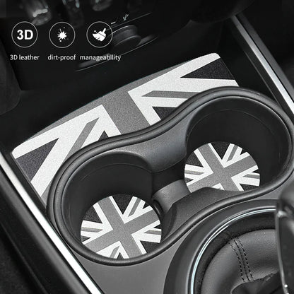 Union Jack Coffee Cushion Storage Groove Protect Coaster Car Cup Anti Slip Pad Mat For MINI Cooper F55 F56 F54 F60 Accessories Beauty World Shop