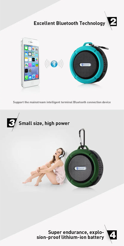 C6 Portable Wireless Bluetooth Speaker Waterproof Suction Cup Outdoor Sport Sound Box Mini Subwoofer Audio TF Mobile Loudspeaker