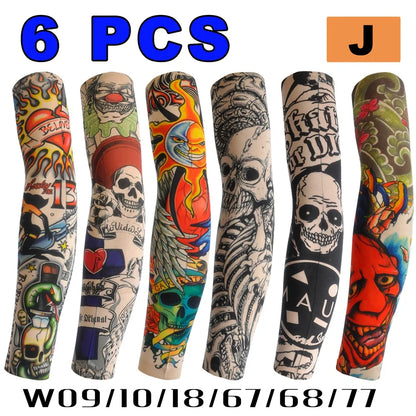 6 PCS Tattoo Sleeves Unisex Summer Cycling Sun Protection Arm Covers Beach Driving Fishing Breathable Nightclub Elastic Sleeves Beauty World Shop