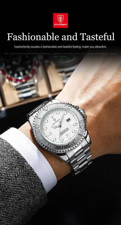 POEDAGAR Casual Fashion Man Wristwatch Waterproof Luminous Date Exquisite Men Watch Stainless Steel Classic Men's Quartz Watches Beauty World Shop