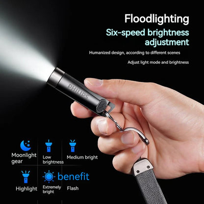 PHILIPS 2025 NEW SFL1121 EDC Flashlight LED Rechargeable Mini EDC Keychain Flashlights Camping Lamp For Hiking Self Defense Beauty World Shop