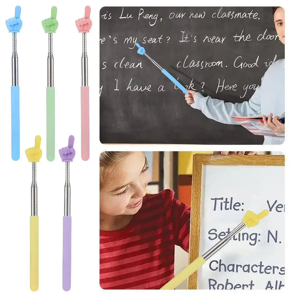 Steel Teaching Pointer Telescopic Rod Finger Design Teaching Stick Finger Reading Sticks Tools School Office Supplies Beauty World Shop