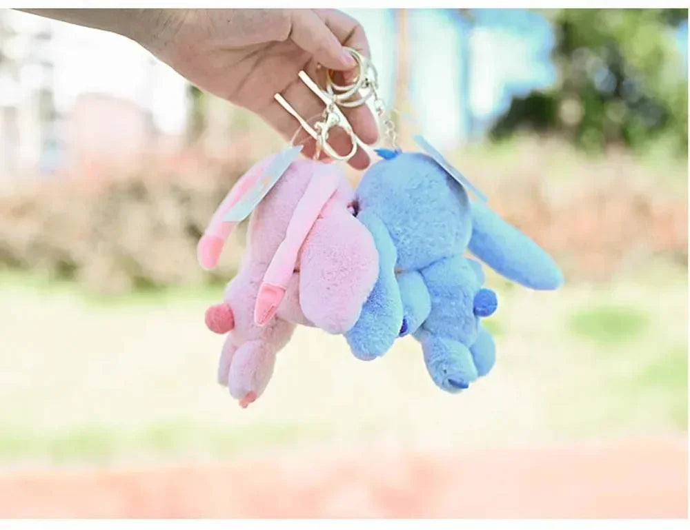 Cartoon Stitch Plush Keychain Soft Toy Cute Stuffed Animal Pendant Gift for Girls  Angel Doll Bag Charm Kids Birthday Present Beauty Fashion