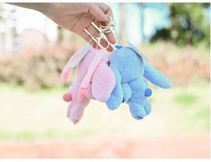 Cartoon Stitch Plush Keychain Soft Toy Cute Stuffed Animal Pendant Gift for Girls  Angel Doll Bag Charm Kids Birthday Present Beauty Fashion