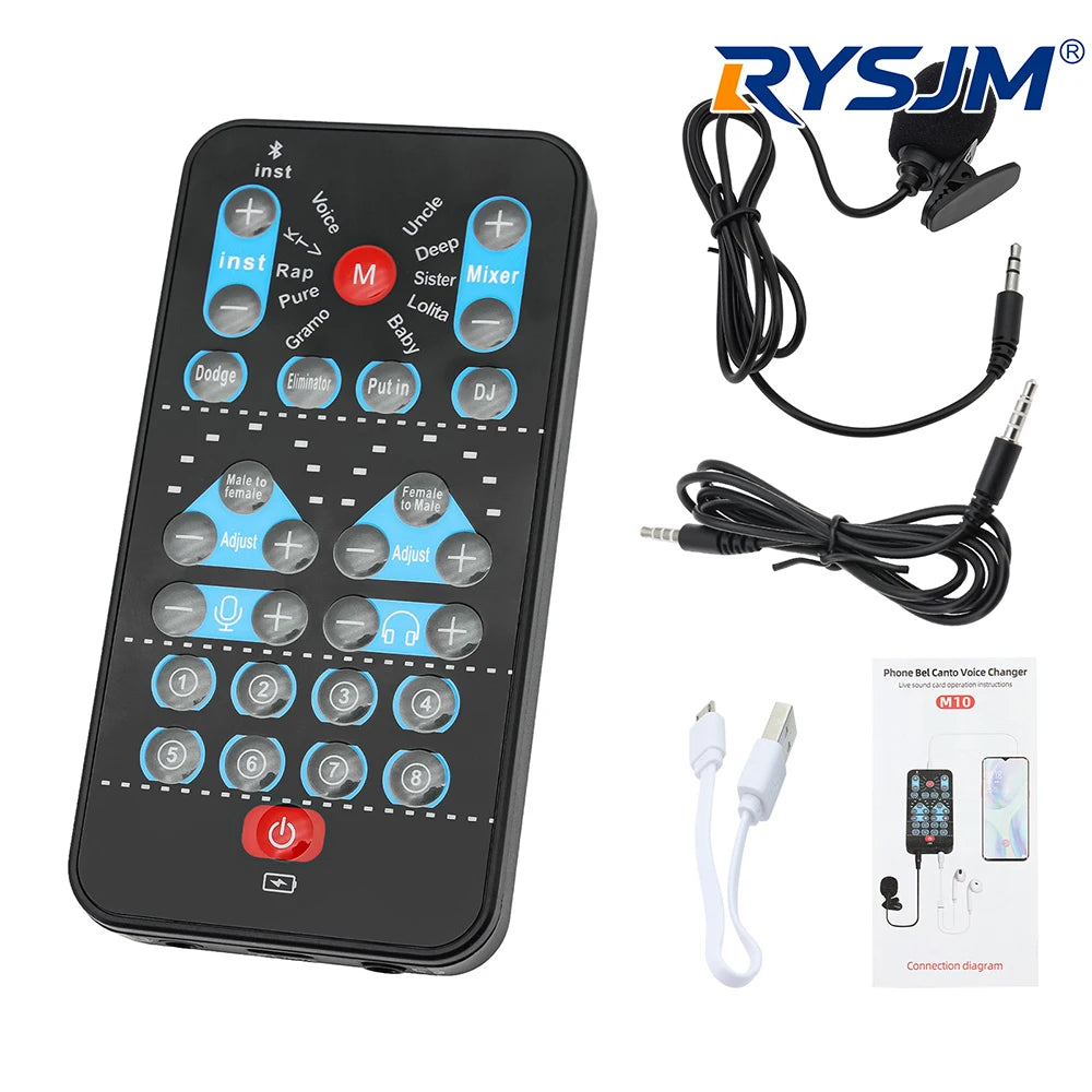 M10 Voice Changer Device Karaoke Function Male Female Voice Switch Universal Portable Sound Changer Card Fine Tuning for Live Beauty World Shop
