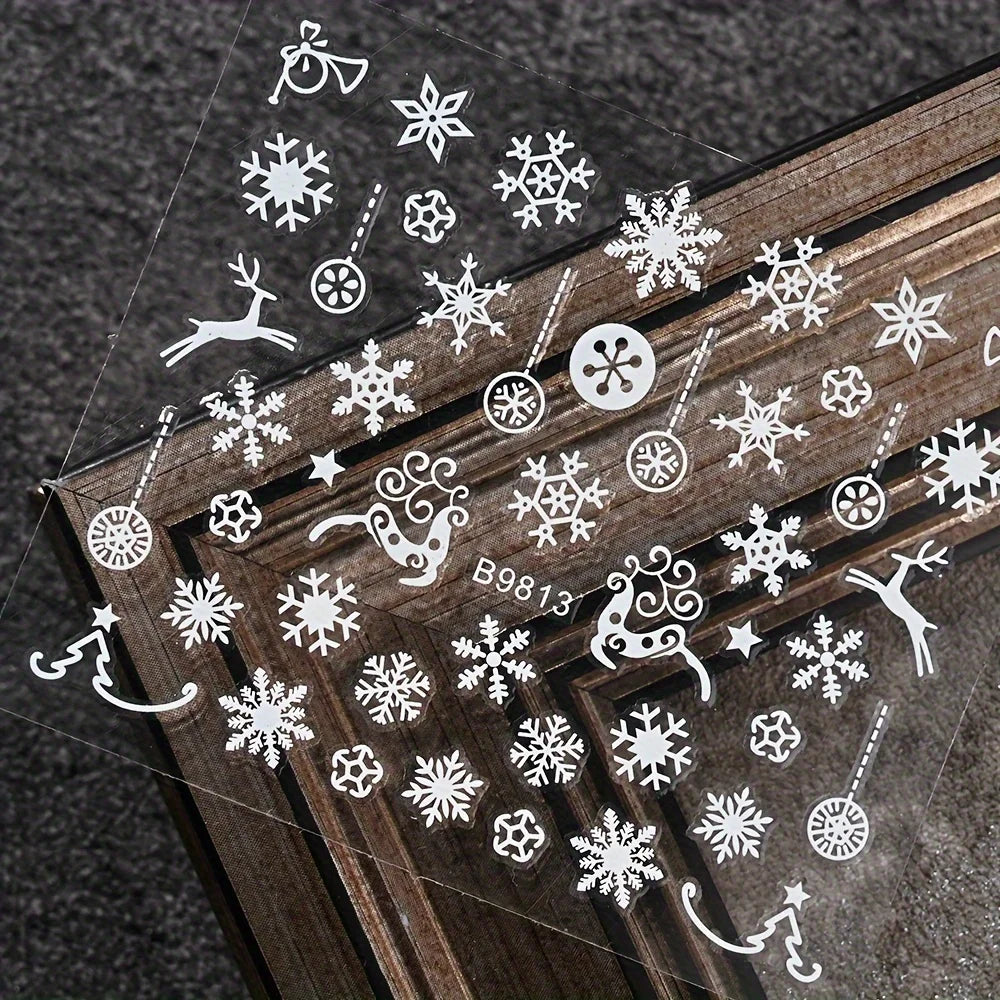30pcs Sheets Christmas 3D Nail Art Stickers Decals Nail Art Supplies for Women And s - Self-Adhesive Cartoon Snowflake Snowman Beauty World Shop