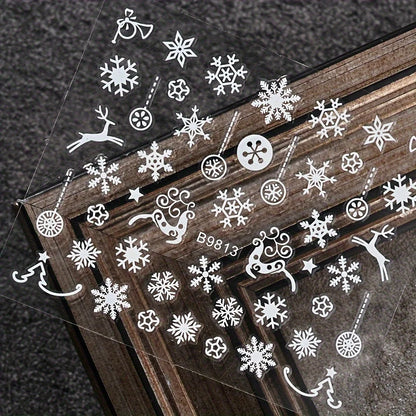 30pcs Sheets Christmas 3D Nail Art Stickers Decals Nail Art Supplies for Women And s - Self-Adhesive Cartoon Snowflake Snowman Beauty World Shop