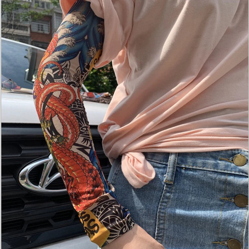 6 PCS Tattoo Sleeves Unisex Summer Cycling Sun Protection Arm Covers Beach Driving Fishing Breathable Nightclub Elastic Sleeves Beauty World Shop