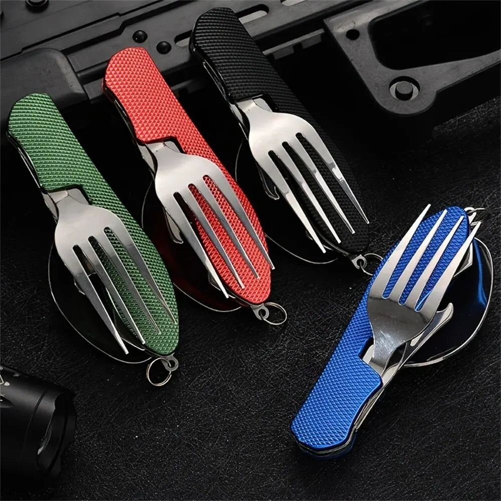 Foldable Camping Utensil Set - Multi-Functional Knife, Fork, Spoon Combo For Outdoor Activities And Sports Camping Picnic Travel Beauty World Shop