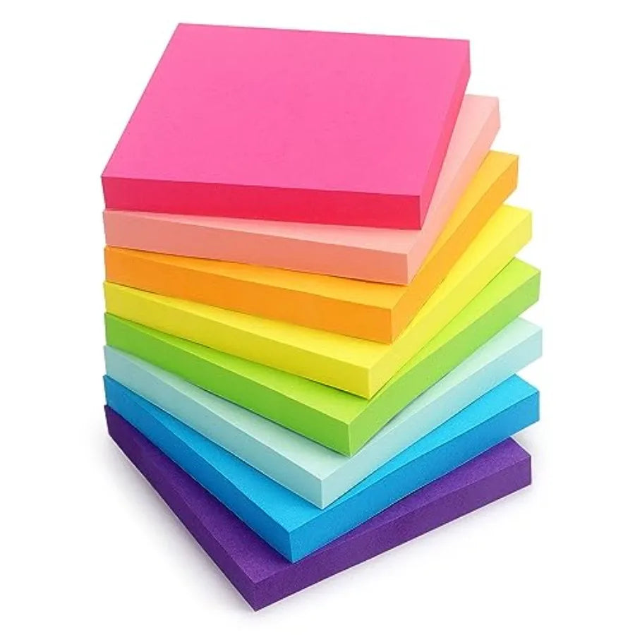 8 Pads Sticky Notes 3x3 Self-Stick Notes 8 Bright Multi Colors Purple Sticky Notes, 85 Sheet/Pad Beauty World Shop