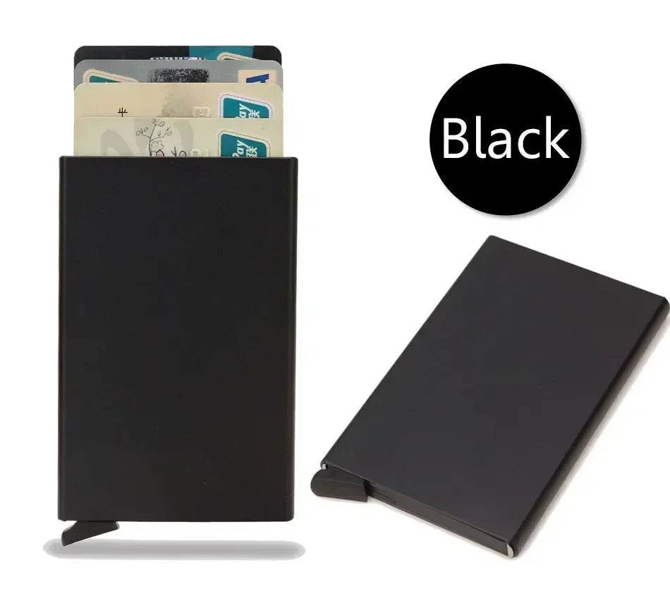 Small and Practical Pop Up Minimalist Smart Wallet Thin Slim RFID Credit Card Holder for Men Women Metal Purse Mini Wallets Beauty World Shop