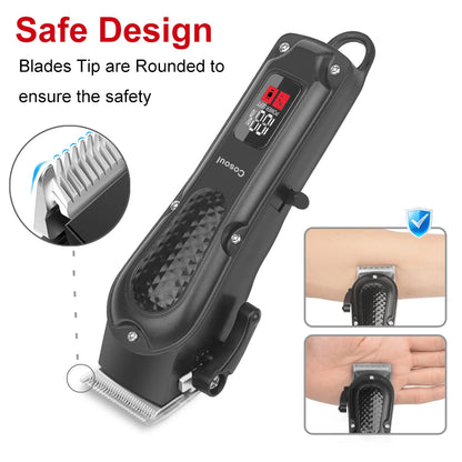Cosoul Hair Clipper Compact Size Hair Trimmer Electric Beard Trimmer LED Display Hair Length Adjustable Big Capacity Battery Beauty World Shop