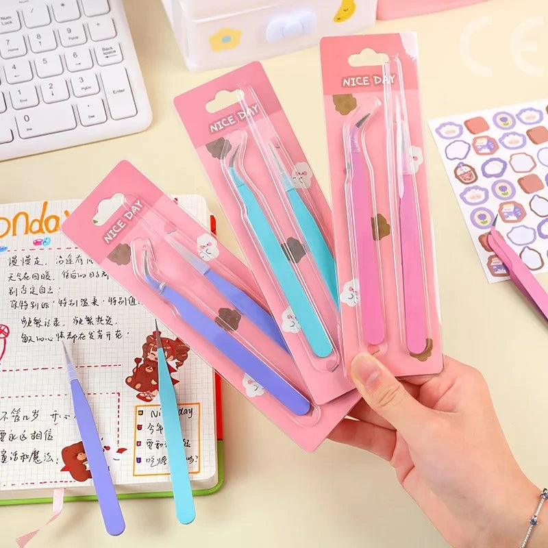 2pcs Tweezers Creative Macaroon Color Clip for DIY Decroative Journal Diary Scrapbook Sticker Tool Back To School Student Supply Beauty World Shop
