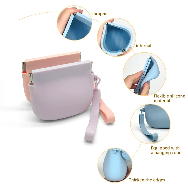 Silicone Dog Treat Bag with Hinge Portable Easy-Open Snack Pouch for Training And Walking