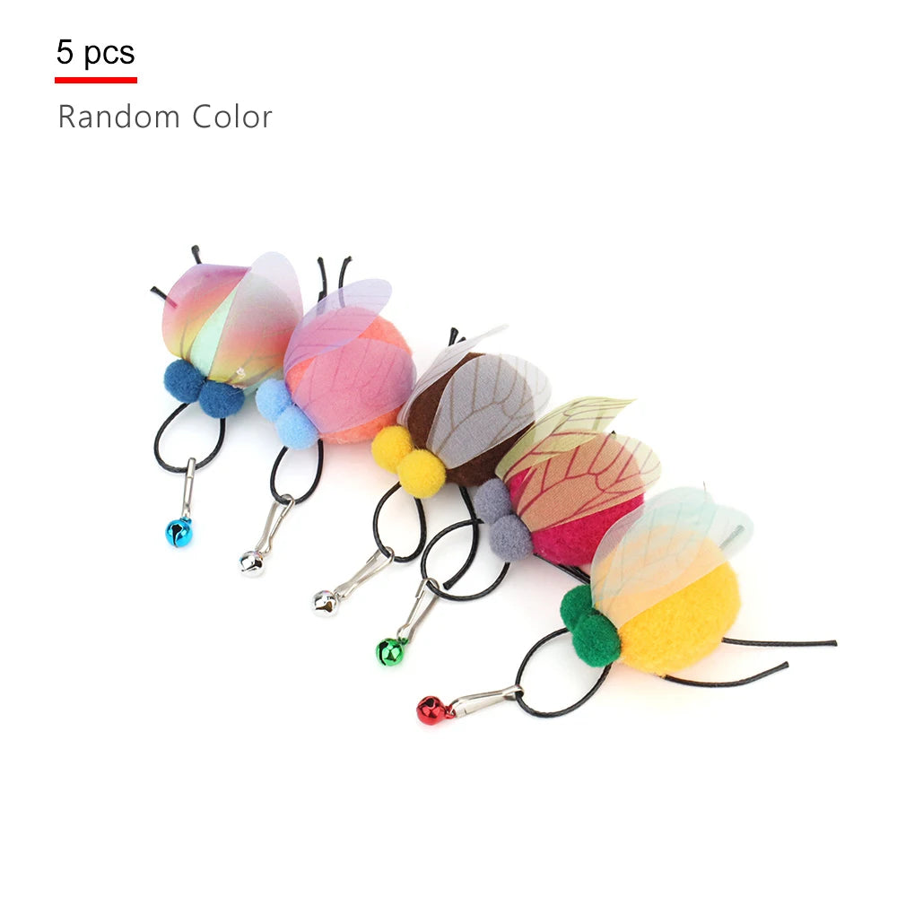 5pcs Small Replacement Head Fly Insect Cat Toy Accessories Funny Teaser Stick Interactive Wand Feather Bug Pet Toy Beauty World Shop