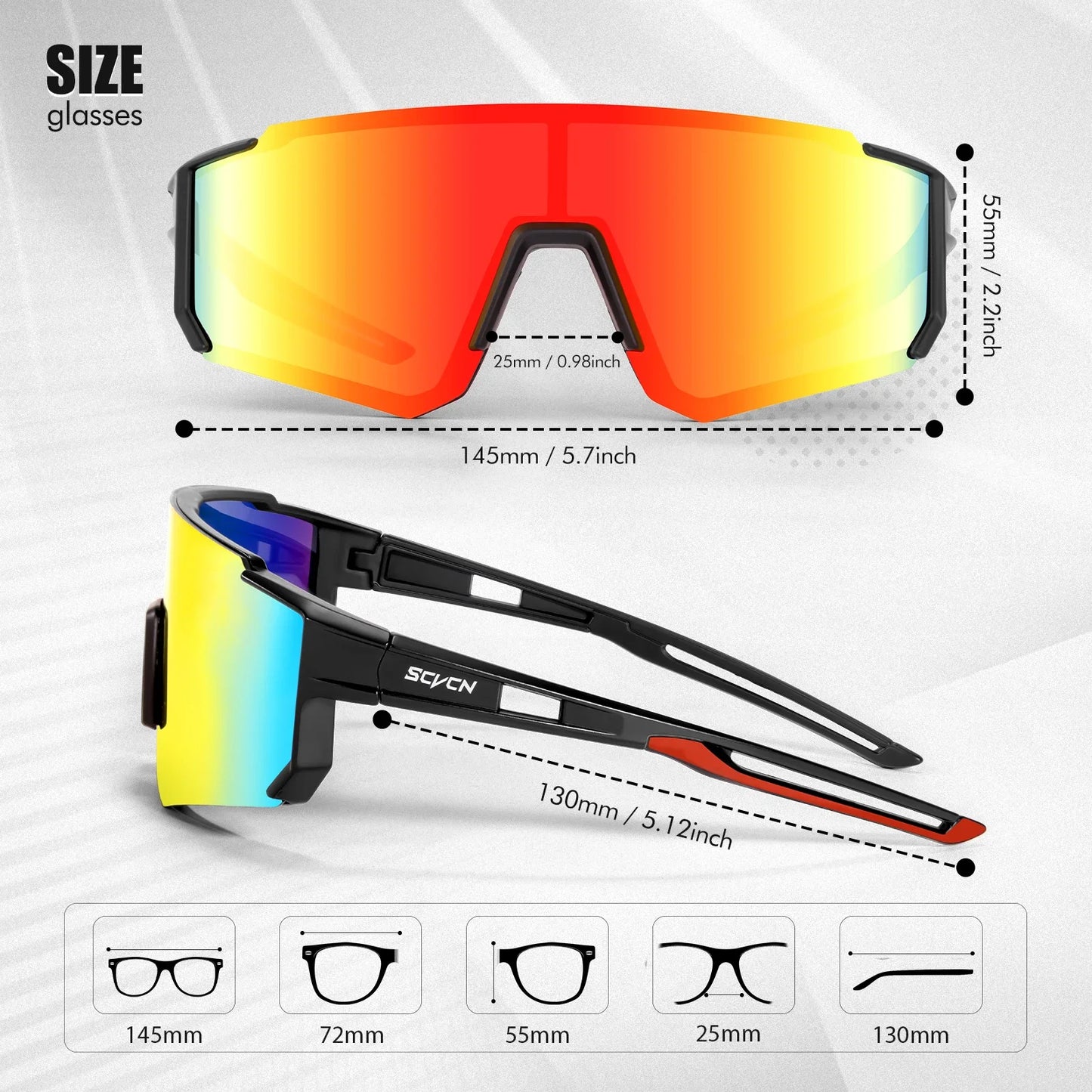 SCVCN Fashion Sunglasses for Men Sport Cycling Glasses Bike Bicycle Hiking Camping Golf UV400 Protection Glasses Women Baseball Beauty World Shop
