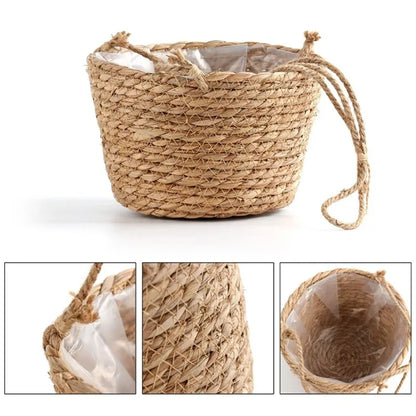 Garden Hanging Planter Macrame Plant Storage Basket Jute Rope Woven Indoor Outdoor Flower Pot Holder Plant Hangers Home Decor Beauty Trend Shop