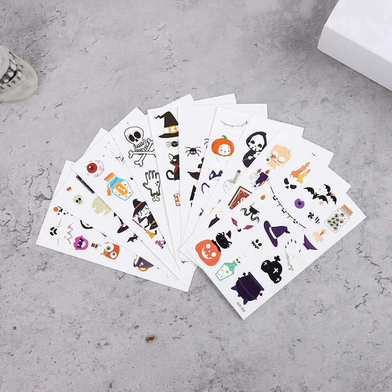 10Sheets Halloween Luminous Tattoo Stickers Ghost Pumpkin Kids Adults Halloween Party Decoration Glow In The Dark Supplies Gifts Beauty World Shop