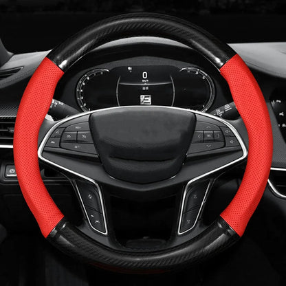 Universal Car Steering Wheel Cover Carbon Fiber Leather Three-dimensional Anti Slip, Timple And Fashionable Car Accessories Beauty World Shop