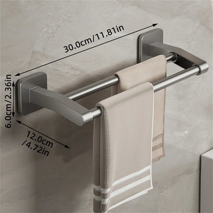 Bathroom Towel Holder White Without Drilling Bathroom Gray Towel Rack Towel Bar Self-Adhesive Bathroom Towel Rack Towel Rail Beauty World Shop