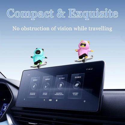 Car Automatic Sliding Skateboard Bear Alloy Cute Cartoon Scooter Center Console Ornaments Creative Car Decoration Accessories Beauty World Shop