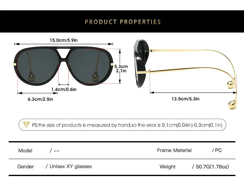 2025 European and American Fashion Sunglasses Male Pilot Double Beam Large Frame Metal New Sunglasses Female Beauty World Shop