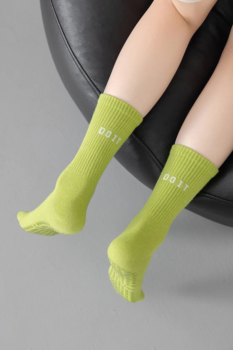 3 Pairs Cotton Yoga Socks For Women Solid Color Professional Non-slip Pilates Dance Gym Sports Breathable Fitness Floor Socks Beauty World Shop