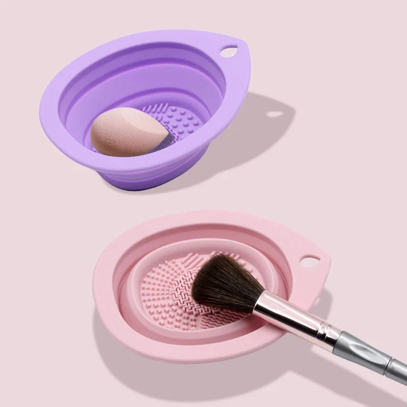 Silicone Makeup Brush Cleaner Folding Powder Puff Cleaning Bowl Eyeshadow Brushes Washing Soft Mat Beauty Tools Scrubber Box Beauty World Shop