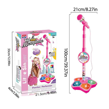 Kids Rocking-Roll Microphone with Stand Karaoke Song Music Instrument Toys Brain-Training Educational Toy Birthday Gift Girl Boy Beauty Fashion
