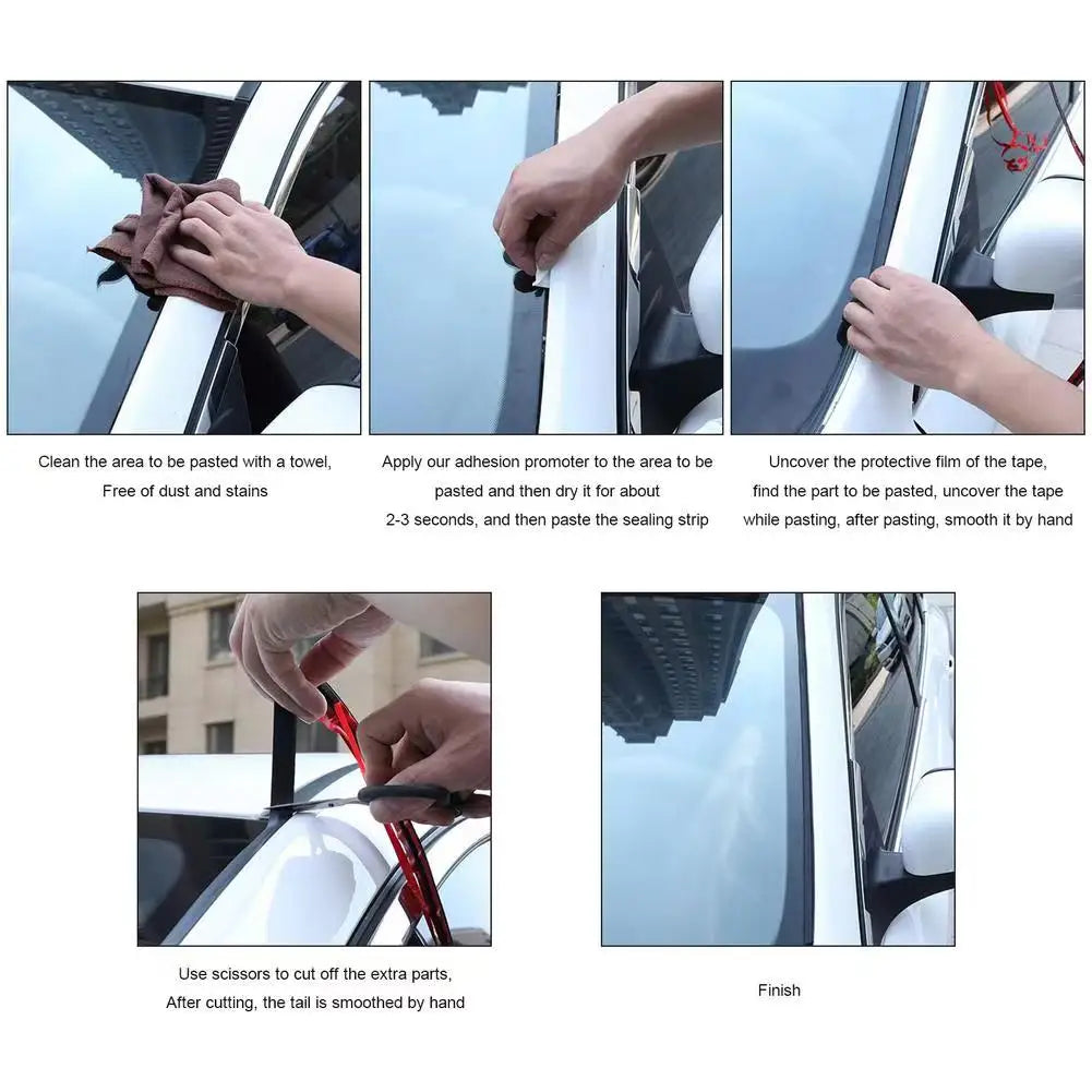 Car Seals Edge Sealing Strips Rubber Auto Roof Windshield Car Sealant Protector Strip Window Seals Noise Insulation Soundproof Beauty World Shop